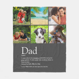 Best Dad Daddy Father Definition 6 Photo Gray Fleece Blanket
