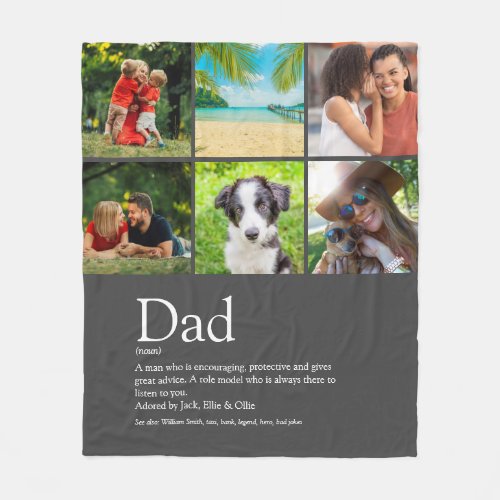Best Dad Daddy Father Definition 6 Photo Gray Fleece Blanket