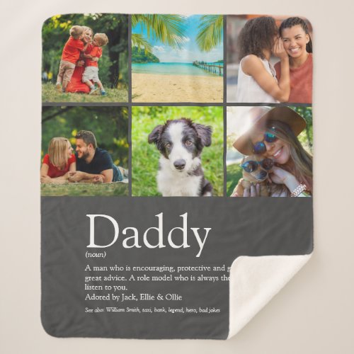 Best Dad Daddy Father Definition 6 Photo Gray Sherpa Blanket