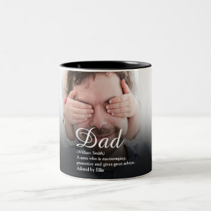 Best Dad, Daddy, Father Definition Script Photo Two-Tone Coffee Mug