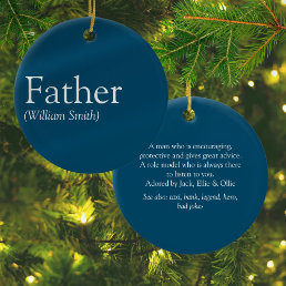 Best Dad Daddy Father Ever Definition Blue Ceramic Ornament