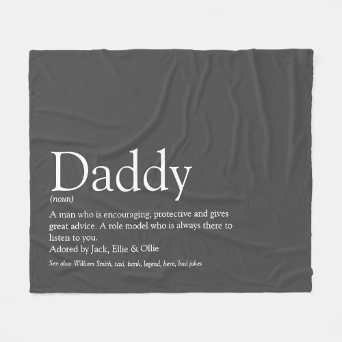 Best Dad Daddy Father Ever Definition Fun Gray Fleece Blanket