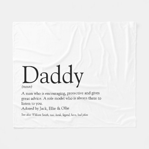 Best Dad Daddy Father Ever Definition Fun Modern Fleece Blanket