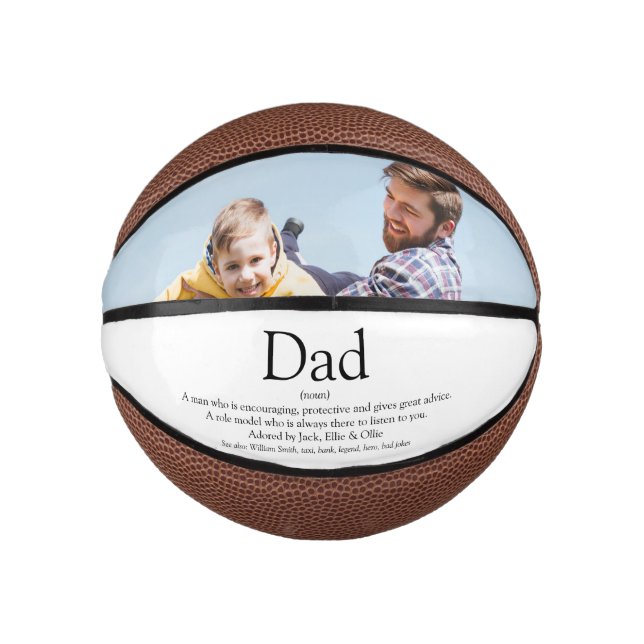 Best Dad, Daddy, Father Ever Definition Photo Mini Basketball (Front)