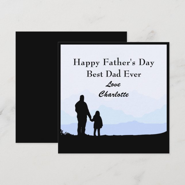 Best Dad Daughter Silhouette Name Fathers Day Card (Front/Back)