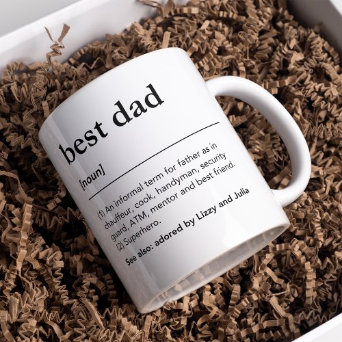 Best dad definition funny black typography coffee mug