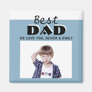 Best Dad Dusty Blue Photo Father`s Day Magnet