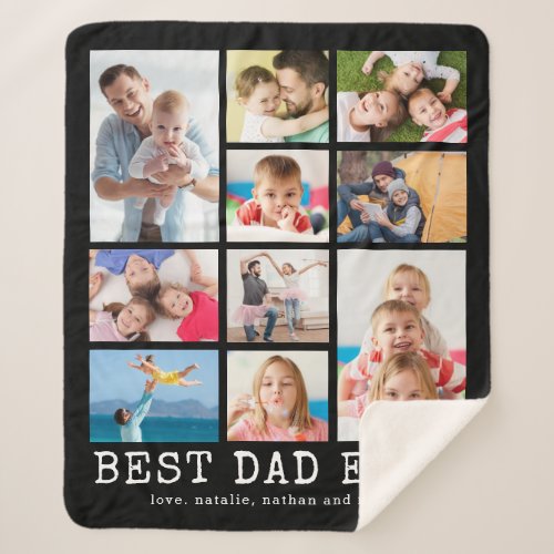 BEST DAD EVER 10 Photo Collage Your Color Sherpa Blanket