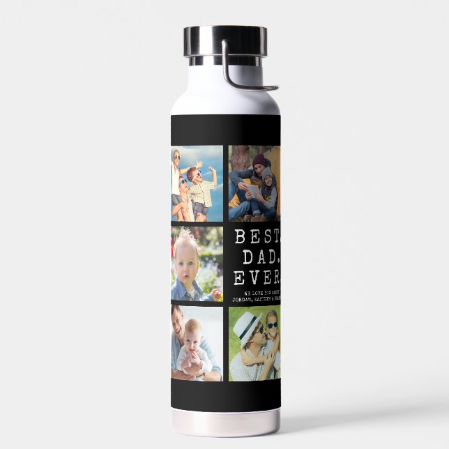 BEST DAD EVER 10 Photos Personalized Water Bottle (Left)