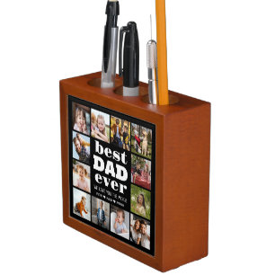 Best DAD Ever 12 Photo Collage Desk Organizer