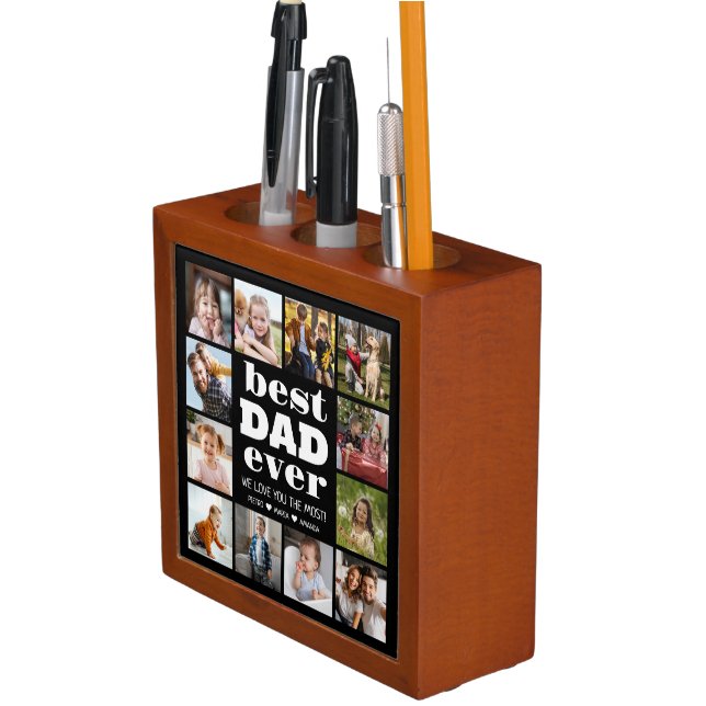 Best DAD Ever 12 Photo Collage  Desk Organizer (In Situ)
