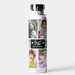 Best Dad Ever 12 Photo Collage Fathers Day Gift Water Bottle