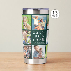 BEST DAD EVER 13 Photos Personalized Green Insulated Tumbler