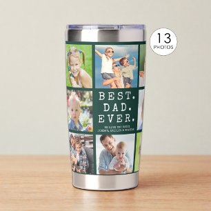 BEST DAD EVER 13 Photos Personalized Green Insulated Tumbler