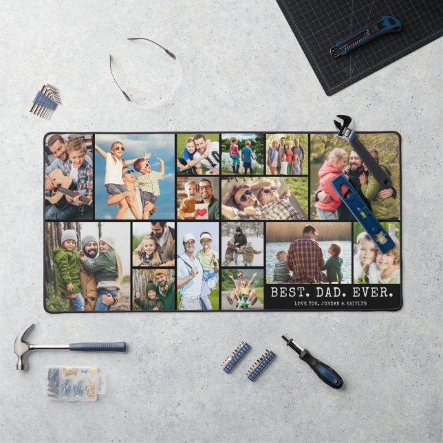 Best Dad Ever 16 Photo Collage Desk Mat (Workstation)