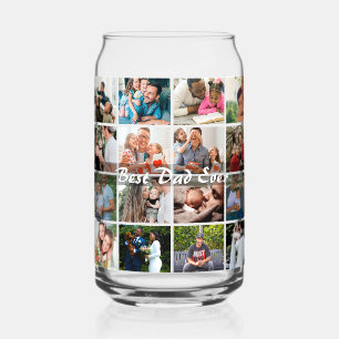 Best Dad Ever 16 Photo Collage Personalized Father Can Glass