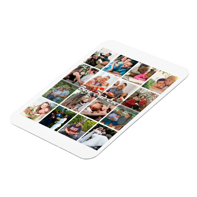 Best Dad Ever 16 Photo Collage Personalized Father Magnet (Left Side)