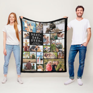 Best Dad Ever 20 Photo Collage Memory Fleece Blanket