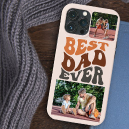 Best Dad Ever 2 Photo and Groovy Retro Typography iPhone 13 Pro Max Case