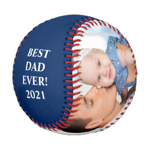 Best Dad Ever 2 Photo Blue Baseball