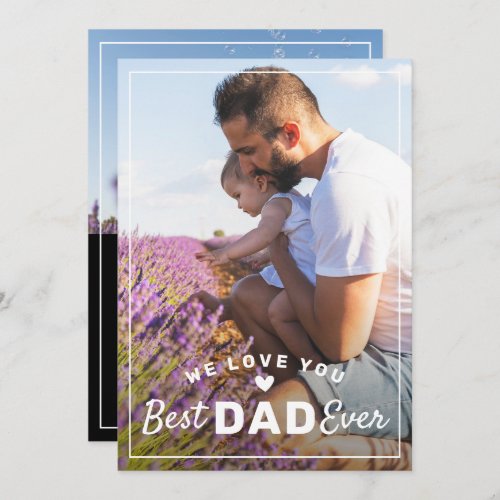 Best Dad Ever 2 Photo Modern Black Fathers Day Holiday Card