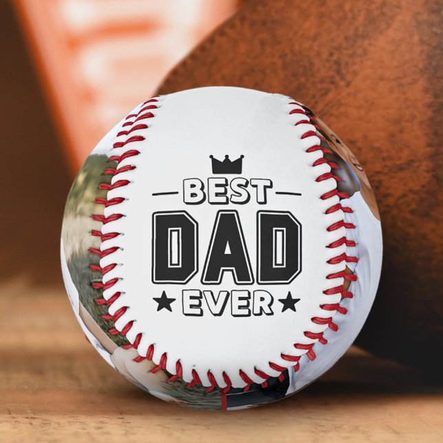 Best Dad Ever 2 Photo Personalized Message  Baseball (Creator Uploaded)