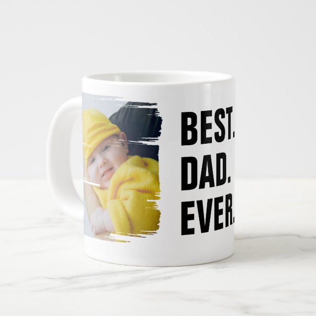 Best Dad Ever 2 Photo Scribble Frame Personalized Giant Coffee Mug (Front Left)