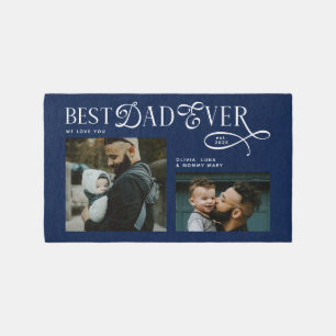 Best Dad Ever 2 Photos Fathers Day Gifts Blue Rug
