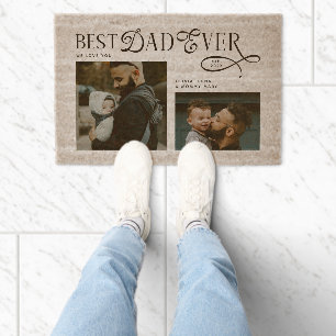  Best Dad Ever 2 Photos Fathers Day Gifts  Fiber Doormat