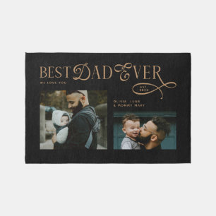 Best Dad Ever 2 Photos Fathers Day Gifts Gold Rug