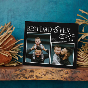 Best Dad Ever 2 Photos Heart Fathers Day Gifts Plaque