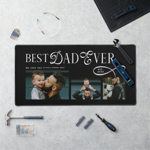 Best Dad Ever 2 Photos Modern Fathers Day Gifts Desk Mat