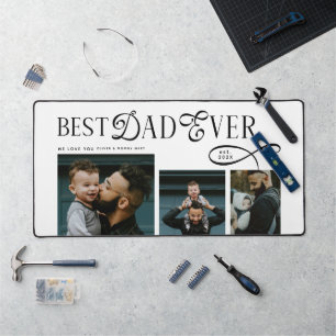 Best Dad Ever 2 Photos Modern Fathers Day Gifts Desk Mat