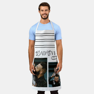 Best Dad Ever 2 Photos Modern Fathers Day Stripes Apron