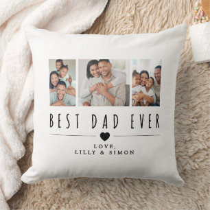 Best Dad Ever 3 Custom Family Photo Throw Pillow
