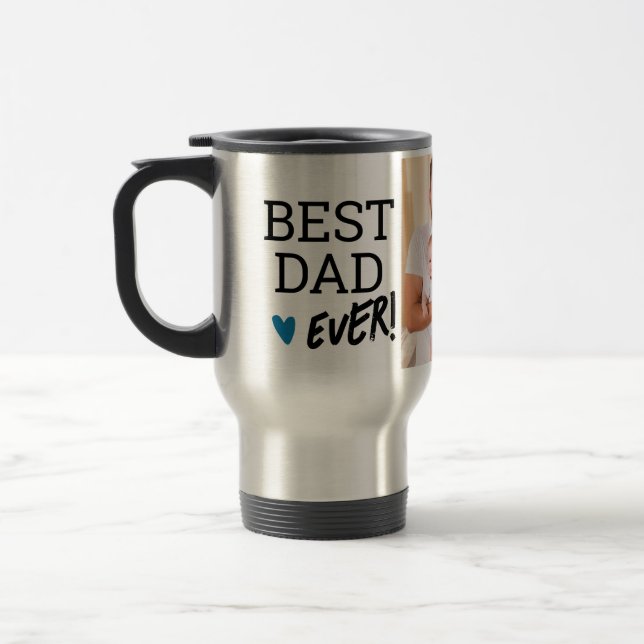 Best Dad Ever 3 Customizable Photos  Travel Mug (Left)