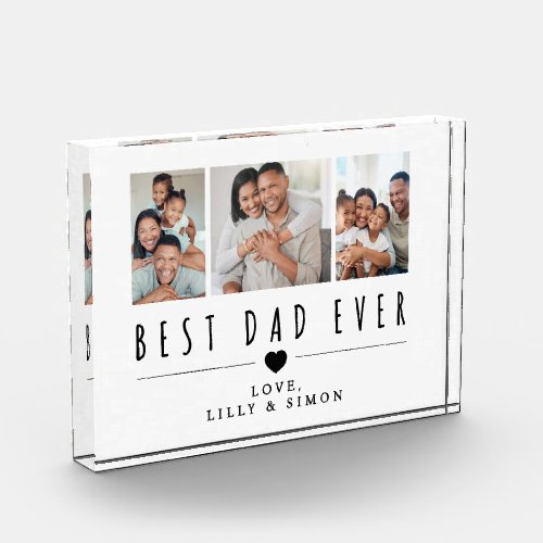 Best Dad Ever | 3 Family Photo Collage Acrylic Block