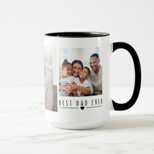 Best Dad Ever 3 Family Photo Collage Custom Coffee Mug
