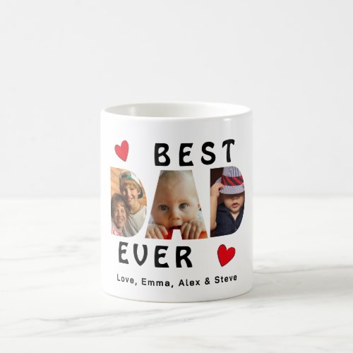Best Dad Ever 3 Photo Collage Custom Coffee Mug