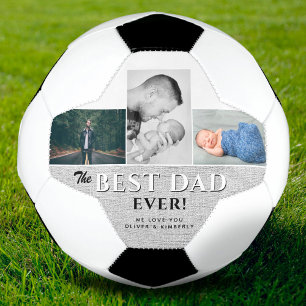 Best Dad Ever 3 Photo Collage Father`s Day Soccer Ball