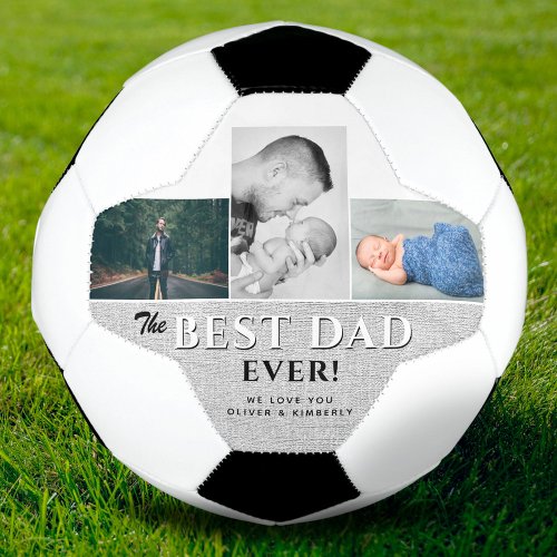 Best Dad Ever 3 Photo Collage Fathers Day Soccer Ball