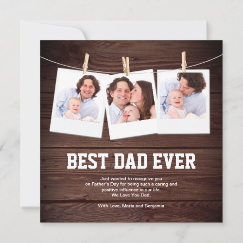 Best Dad Ever 3 Photo Collage Fathers Day Card