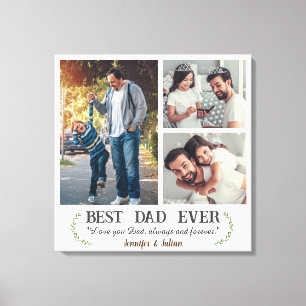 Best Dad ever 3 photo collage father's day gift Canvas Print