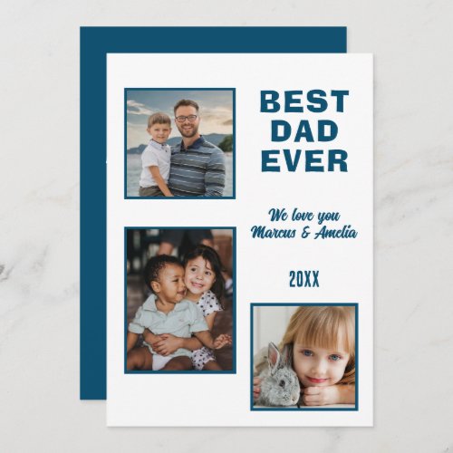 Best Dad Ever 3 Photo Collage Fathers Day  Holiday Card