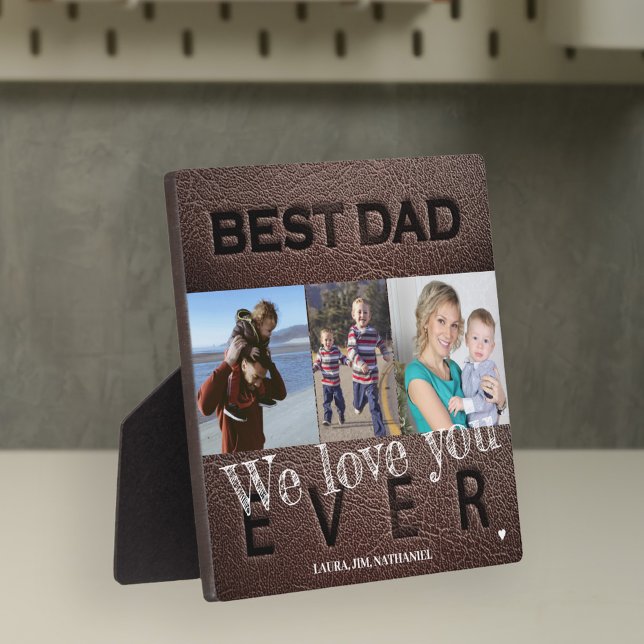 Best dad ever 3 photo collage Fathers Day Plaque (Creator Uploaded)