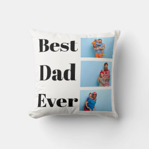 Best Dad Ever 3 Photo Collage Father's Day Throw Pillow
