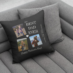 Best dad ever 3 photo collage Fathers Day Throw Pillow