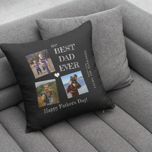 Best dad ever 3 photo collage Fathers Day Throw Pillow (Creator Uploaded)