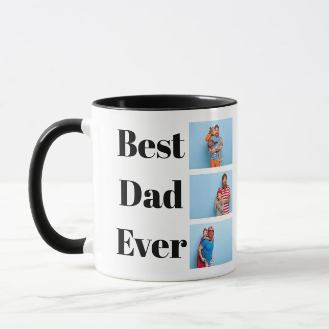 Best Dad ever 3 Photo Collage Gift for father Mug (Left)