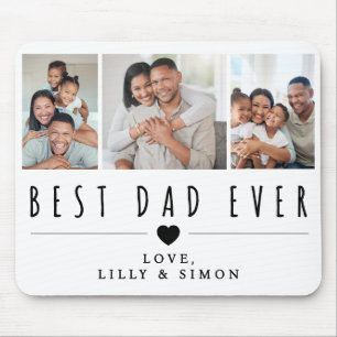 Best Dad Ever 3 Photo Collage Grid Personalized Mouse Pad